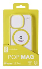 Zadní kryt Cellularline Pop Mag s podporou Magsafe pro Apple iPhone 15 Pro, čirý / limetkový