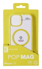 Zadní kryt Cellularline Pop Mag s podporou Magsafe pro Apple iPhone 15, čirý / limetkový