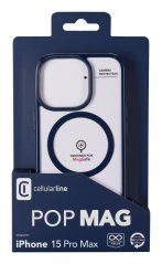 Zadní kryt Cellularline Pop Mag s podporou Magsafe pro Apple iPhone 15 Pro Max, čirý / modrý